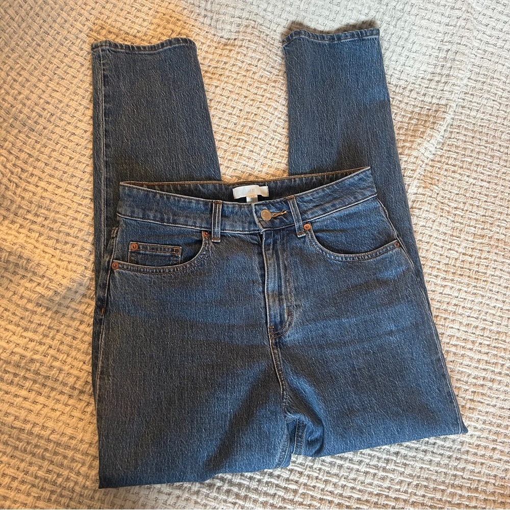 H&M slim‎ straight high waisted jeans 6
